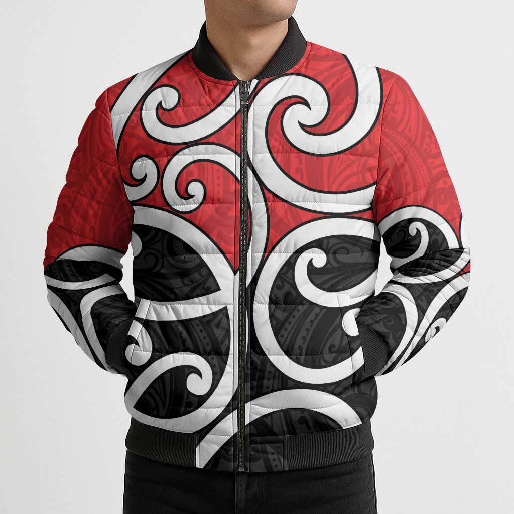 New Zealand Bomber Puffer Jacket Maori Koru Tino Rangatiratanga Color - Aussie Hoodie