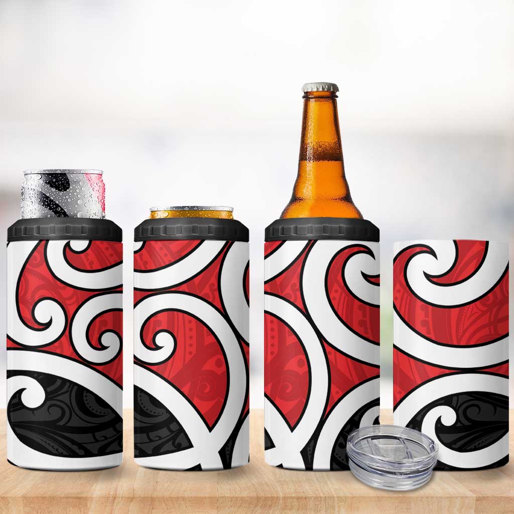 New Zealand 4 in 1 Can Cooler Tumbler Maori Koru Tino Rangatiratanga Color - Aussie Hoodie