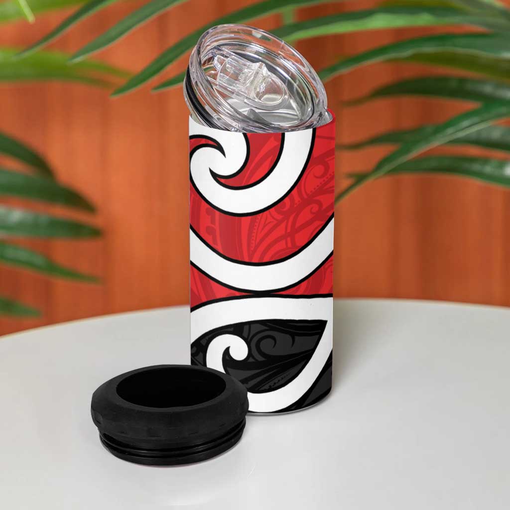 New Zealand 4 in 1 Can Cooler Tumbler Maori Koru Tino Rangatiratanga Color - Aussie Hoodie