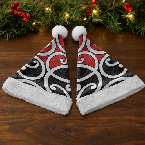 New Zealand Christmas Santa Hat Maori Koru Tino Rangatiratanga Color - Aussie Hoodie