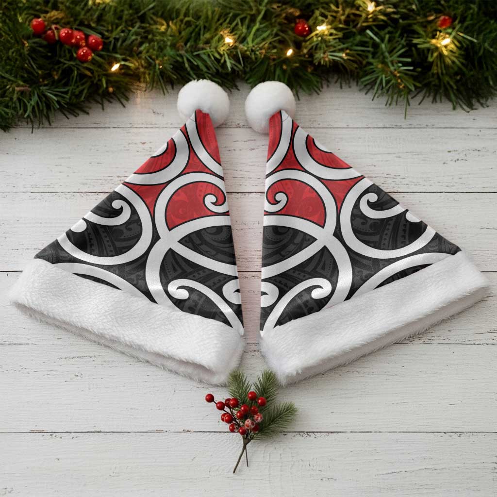 New Zealand Christmas Santa Hat Maori Koru Tino Rangatiratanga Color - Aussie Hoodie