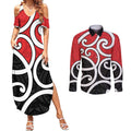 New Zealand Couples Matching Summer Maxi Dress and Long Sleeve Button Shirt Maori Koru Tino Rangatiratanga Color - Aussie Hoodie