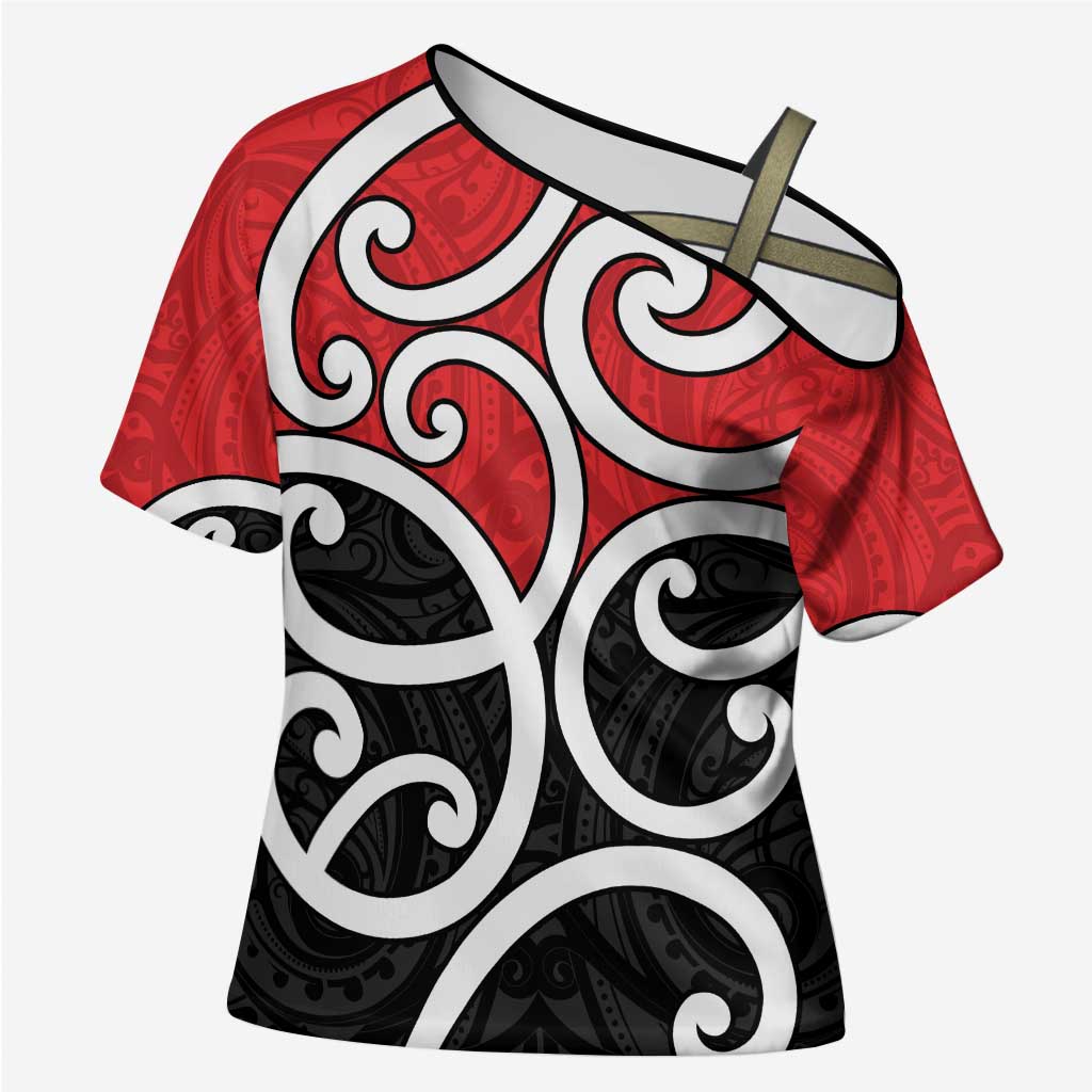 New Zealand Cross Shoulder Shirt Maori Koru Tino Rangatiratanga Color - Aussie Hoodie