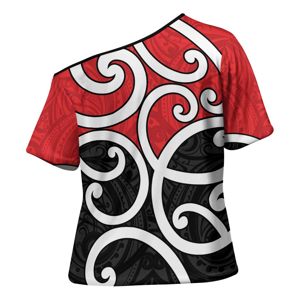 New Zealand Cross Shoulder Shirt Maori Koru Tino Rangatiratanga Color - Aussie Hoodie