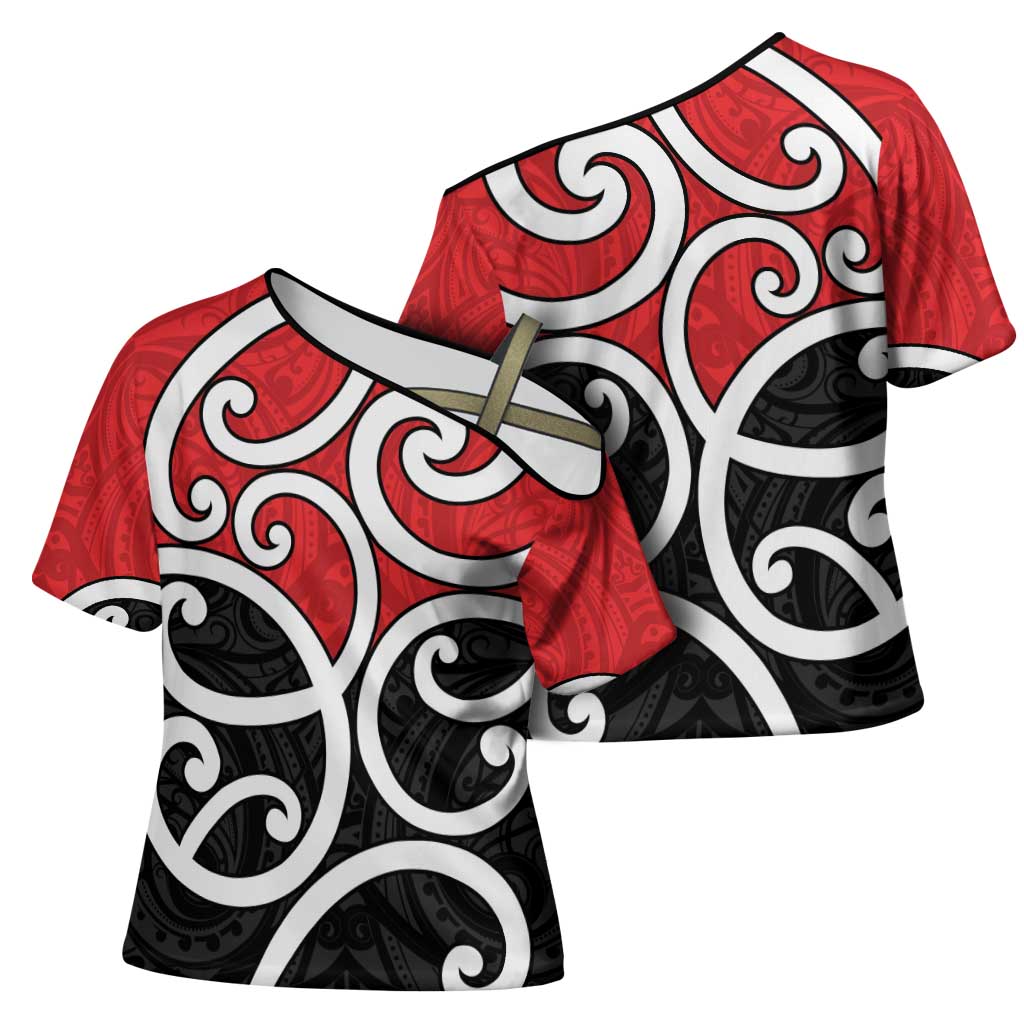 New Zealand Cross Shoulder Shirt Maori Koru Tino Rangatiratanga Color - Aussie Hoodie