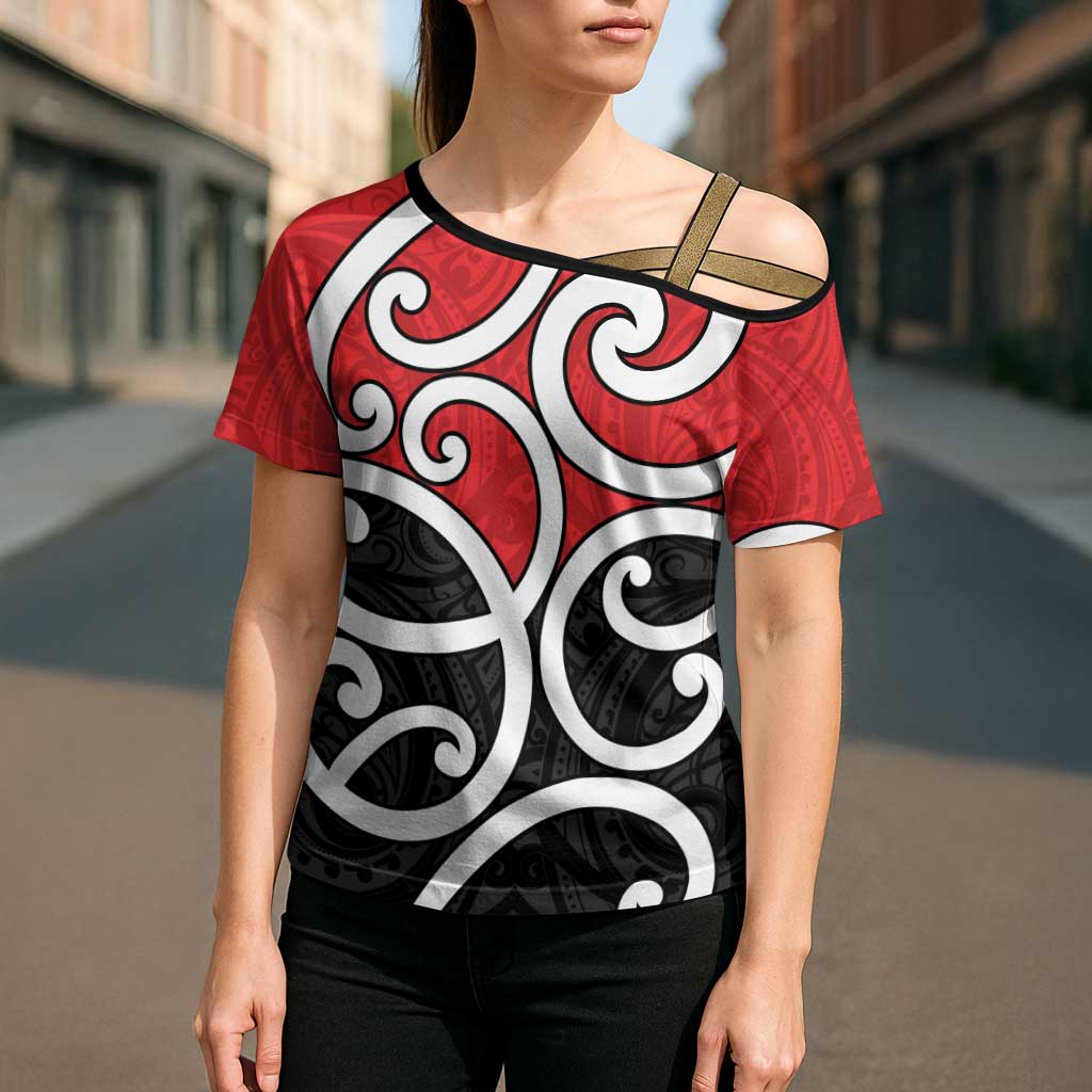 New Zealand Cross Shoulder Shirt Maori Koru Tino Rangatiratanga Color - Aussie Hoodie