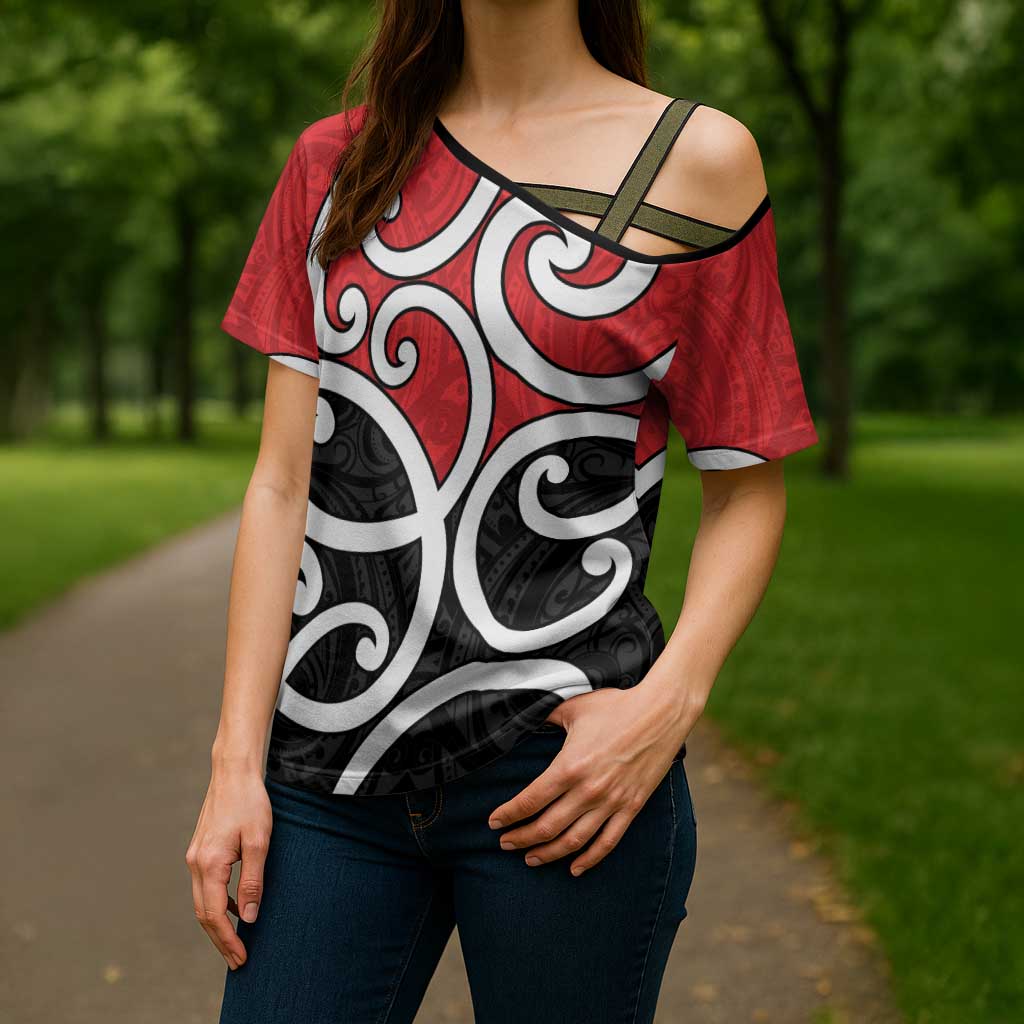 New Zealand Cross Shoulder Shirt Maori Koru Tino Rangatiratanga Color - Aussie Hoodie
