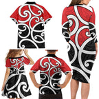 New Zealand Family Matching Long Sleeve Bodycon Dress and Hawaiian Shirt Maori Koru Tino Rangatiratanga Color - Aussie Hoodie