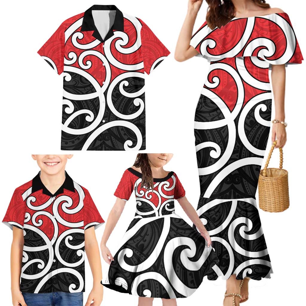 New Zealand Family Matching Mermaid Dress and Hawaiian Shirt Maori Koru Tino Rangatiratanga Color - Aussie Hoodie