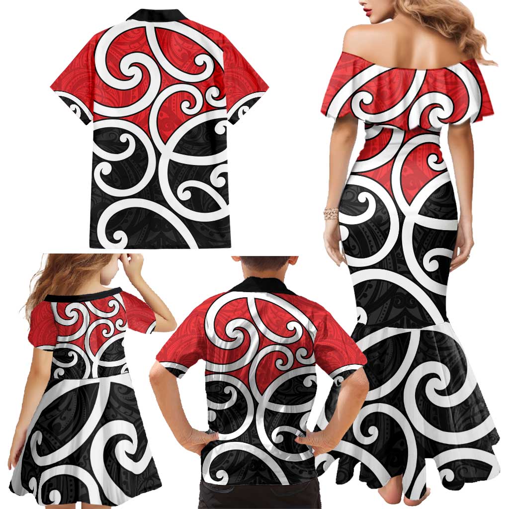 New Zealand Family Matching Mermaid Dress and Hawaiian Shirt Maori Koru Tino Rangatiratanga Color - Aussie Hoodie