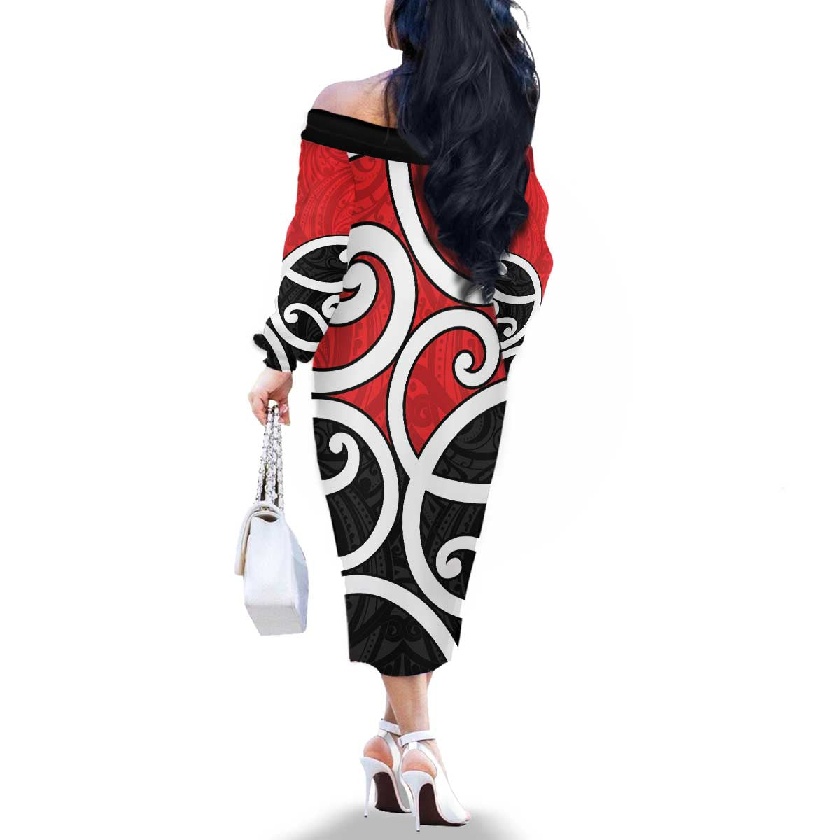 New Zealand Family Matching Off The Shoulder Long Sleeve Dress and Hawaiian Shirt Maori Koru Tino Rangatiratanga Color - Aussie Hoodie