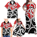 New Zealand Family Matching Off Shoulder Maxi Dress and Hawaiian Shirt Maori Koru Tino Rangatiratanga Color - Aussie Hoodie