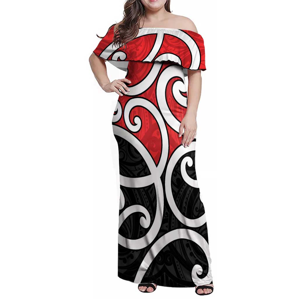New Zealand Family Matching Off Shoulder Maxi Dress and Hawaiian Shirt Maori Koru Tino Rangatiratanga Color - Aussie Hoodie