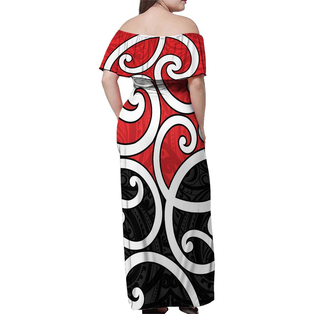 New Zealand Family Matching Off Shoulder Maxi Dress and Hawaiian Shirt Maori Koru Tino Rangatiratanga Color - Aussie Hoodie