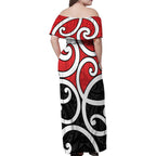 New Zealand Family Matching Off Shoulder Maxi Dress and Hawaiian Shirt Maori Koru Tino Rangatiratanga Color - Aussie Hoodie
