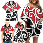 New Zealand Family Matching Off Shoulder Short Dress and Hawaiian Shirt Maori Koru Tino Rangatiratanga Color - Aussie Hoodie