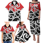 New Zealand Family Matching Puletasi and Hawaiian Shirt Maori Koru Tino Rangatiratanga Color - Aussie Hoodie