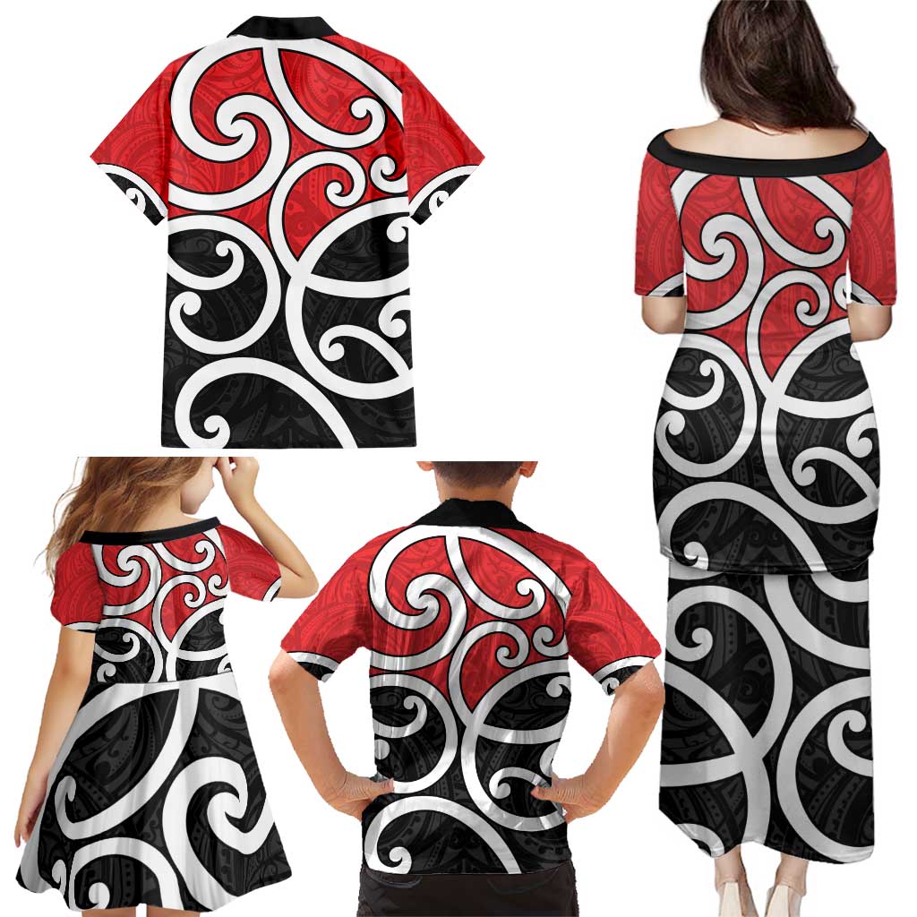 New Zealand Family Matching Puletasi and Hawaiian Shirt Maori Koru Tino Rangatiratanga Color - Aussie Hoodie