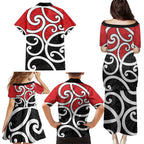 New Zealand Family Matching Puletasi and Hawaiian Shirt Maori Koru Tino Rangatiratanga Color - Aussie Hoodie
