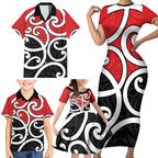 New Zealand Family Matching Short Sleeve Bodycon Dress and Hawaiian Shirt Maori Koru Tino Rangatiratanga Color - Aussie Hoodie