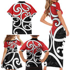 New Zealand Family Matching Short Sleeve Bodycon Dress and Hawaiian Shirt Maori Koru Tino Rangatiratanga Color - Aussie Hoodie