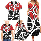 New Zealand Family Matching Summer Maxi Dress and Hawaiian Shirt Maori Koru Tino Rangatiratanga Color - Aussie Hoodie