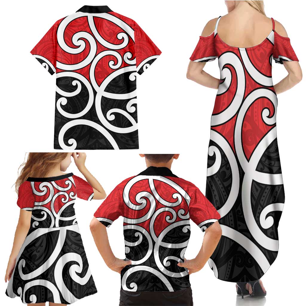 New Zealand Family Matching Summer Maxi Dress and Hawaiian Shirt Maori Koru Tino Rangatiratanga Color - Aussie Hoodie