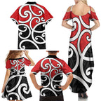 New Zealand Family Matching Summer Maxi Dress and Hawaiian Shirt Maori Koru Tino Rangatiratanga Color - Aussie Hoodie