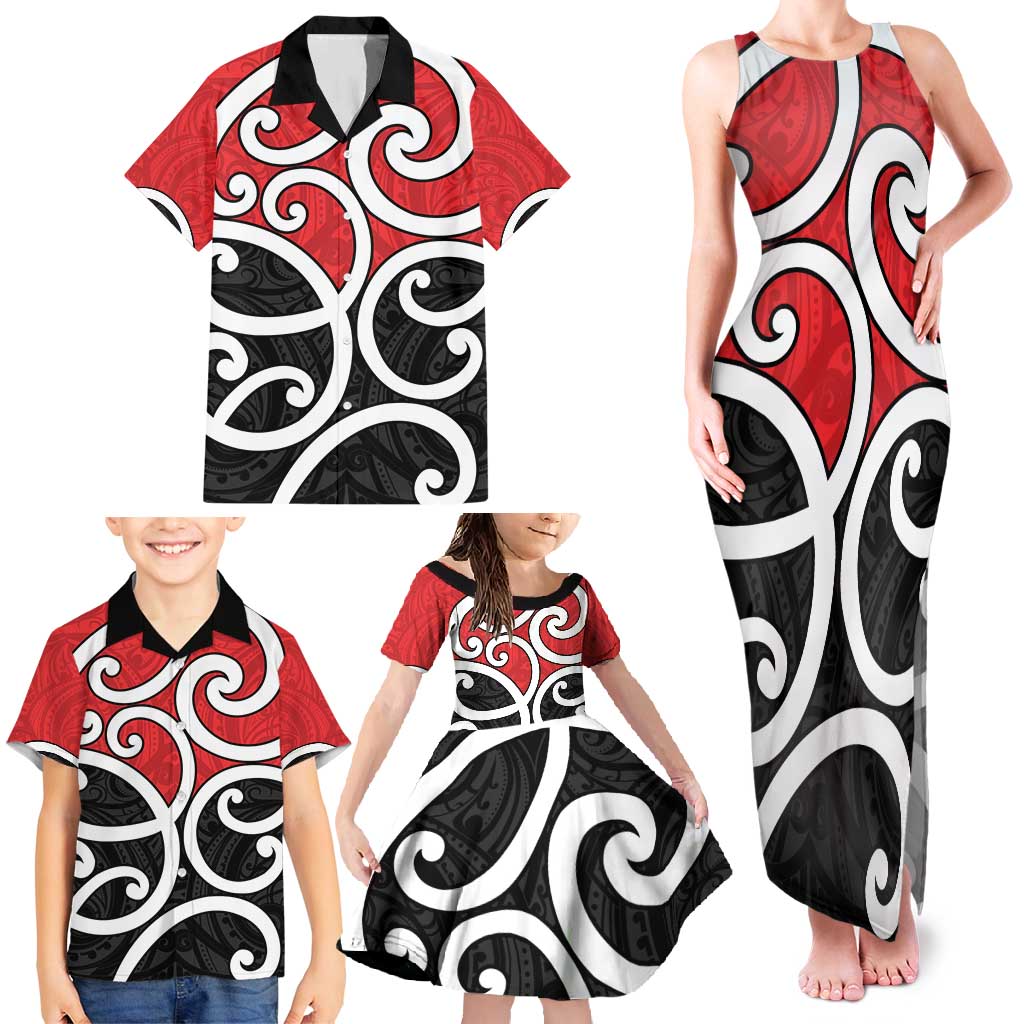 New Zealand Family Matching Tank Maxi Dress and Hawaiian Shirt Maori Koru Tino Rangatiratanga Color - Aussie Hoodie