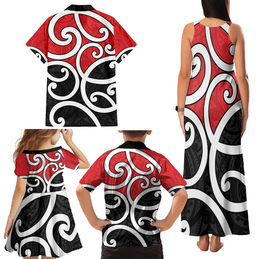 New Zealand Family Matching Tank Maxi Dress and Hawaiian Shirt Maori Koru Tino Rangatiratanga Color - Aussie Hoodie