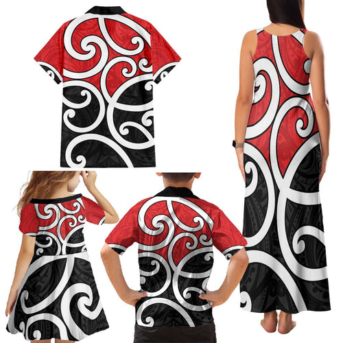 New Zealand Family Matching Tank Maxi Dress and Hawaiian Shirt Maori Koru Tino Rangatiratanga Color - Aussie Hoodie