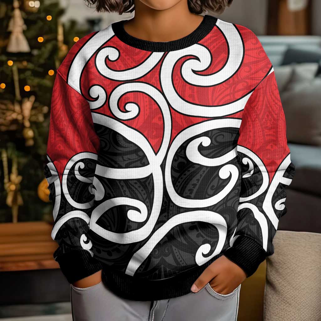 New Zealand Kid Ugly Christmas Sweater Maori Koru Tino Rangatiratanga Color - Aussie Hoodie