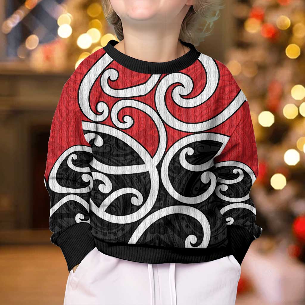 New Zealand Kid Ugly Christmas Sweater Maori Koru Tino Rangatiratanga Color - Aussie Hoodie