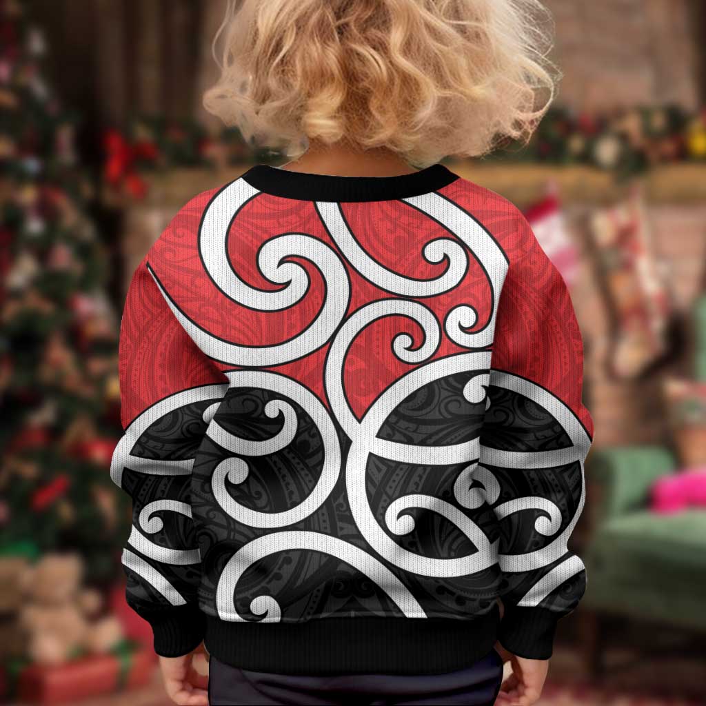 New Zealand Kid Ugly Christmas Sweater Maori Koru Tino Rangatiratanga Color - Aussie Hoodie