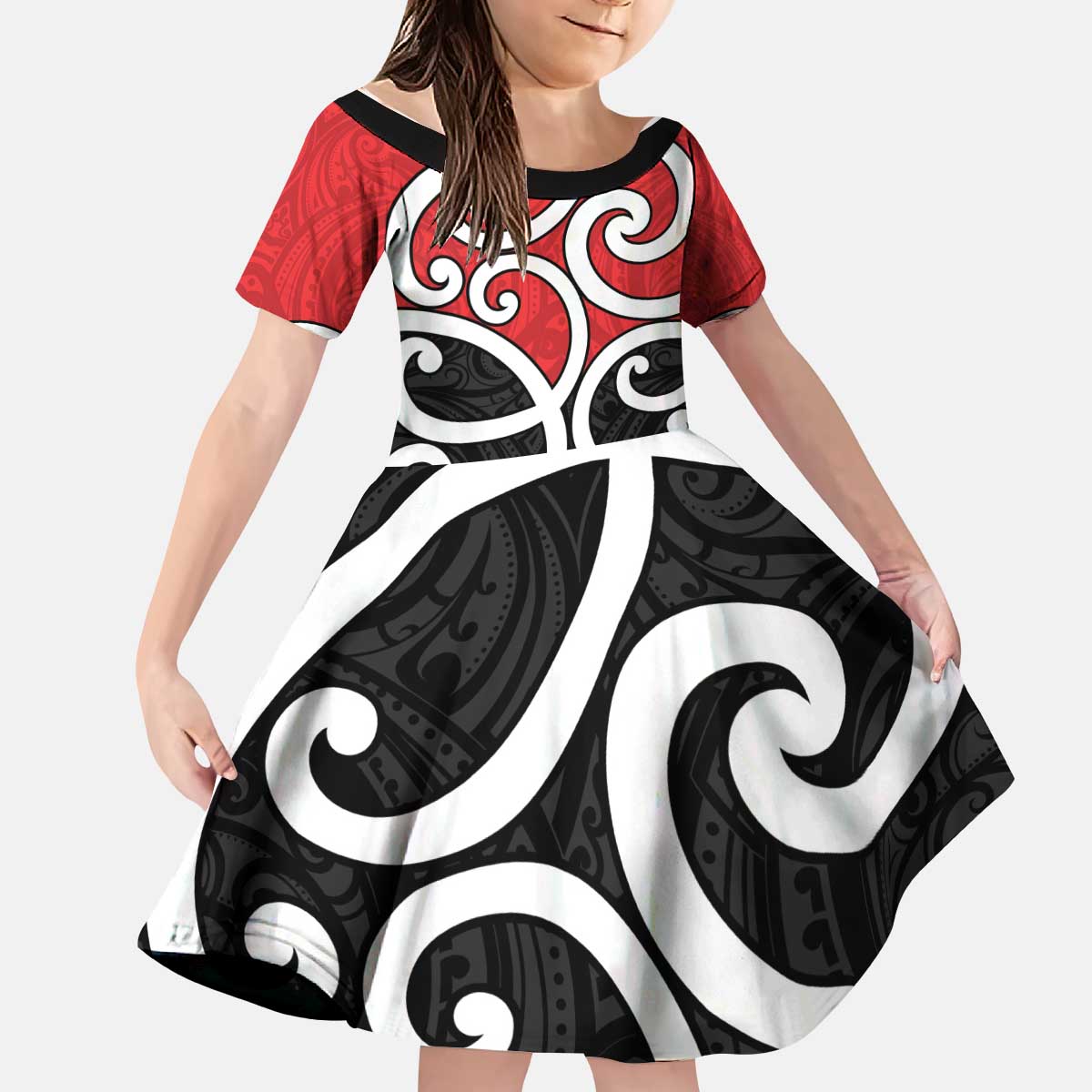 New Zealand Kid Short Sleeve Dress Maori Koru Tino Rangatiratanga Color - Aussie Hoodie