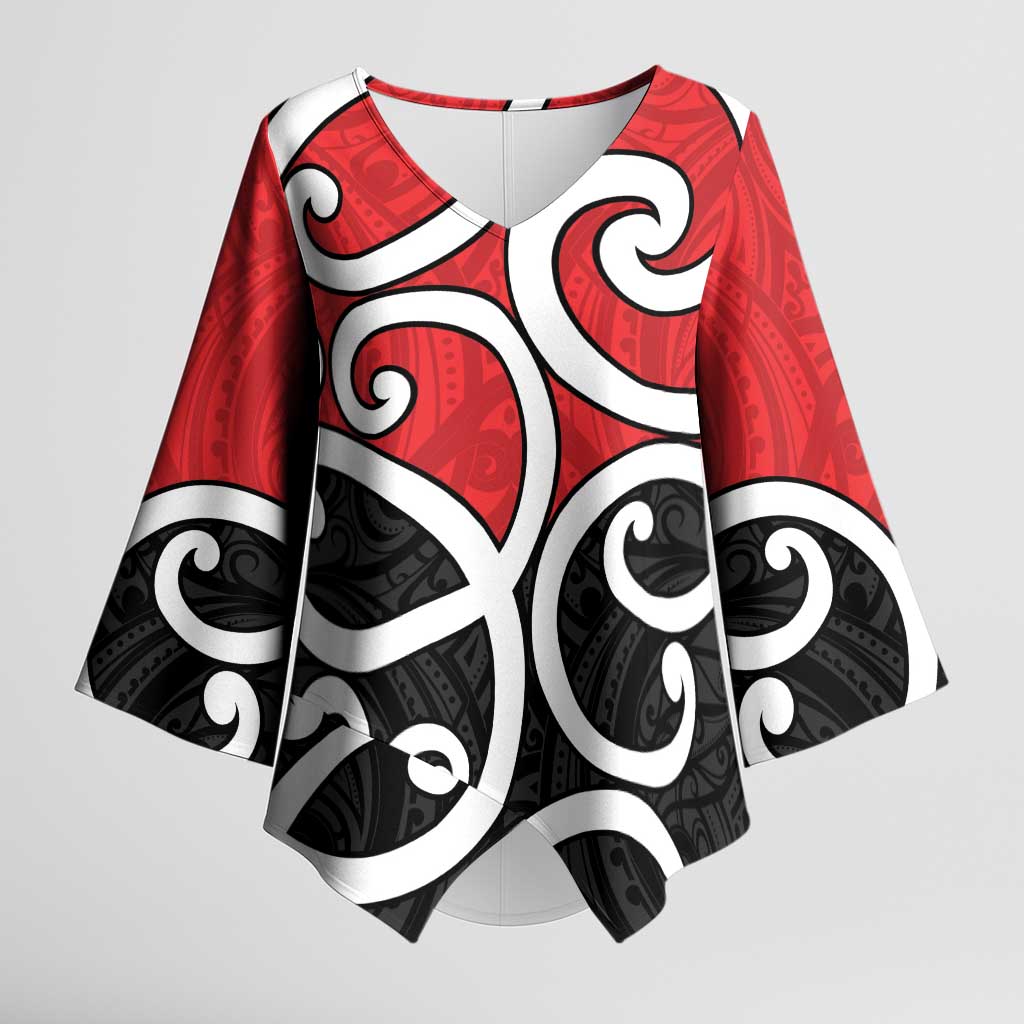 New Zealand Kimono Sleeve Blouse Maori Koru Tino Rangatiratanga Color - Aussie Hoodie