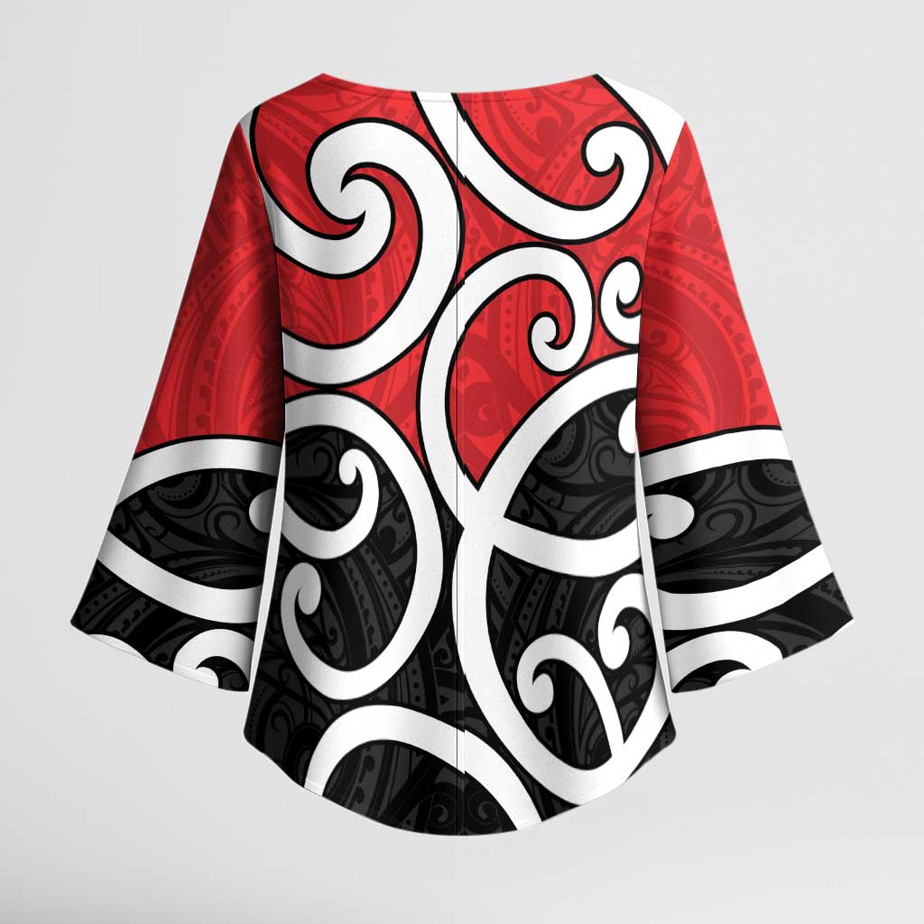 New Zealand Kimono Sleeve Blouse Maori Koru Tino Rangatiratanga Color - Aussie Hoodie