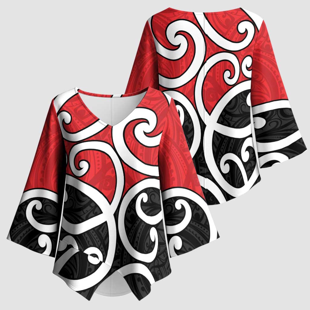 New Zealand Kimono Sleeve Blouse Maori Koru Tino Rangatiratanga Color - Aussie Hoodie