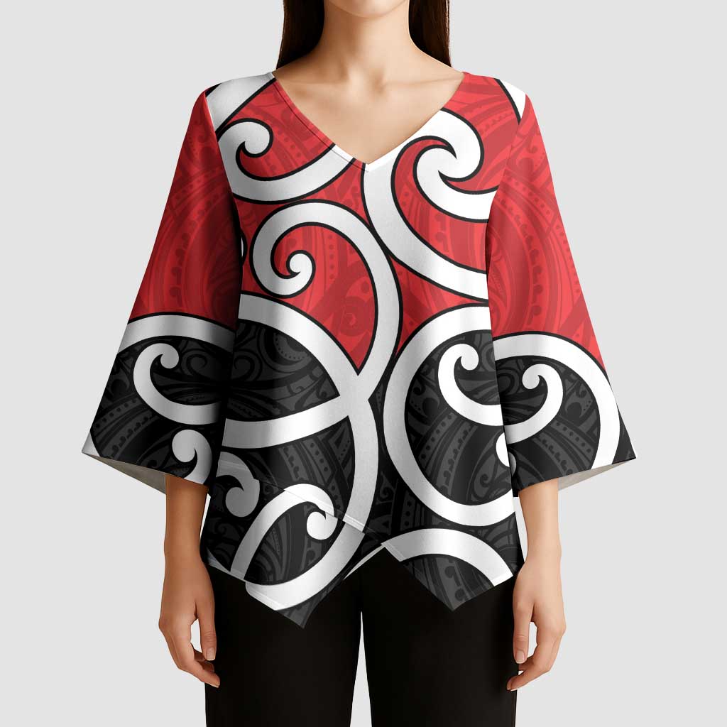New Zealand Kimono Sleeve Blouse Maori Koru Tino Rangatiratanga Color - Aussie Hoodie