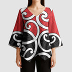 New Zealand Kimono Sleeve Blouse Maori Koru Tino Rangatiratanga Color - Aussie Hoodie