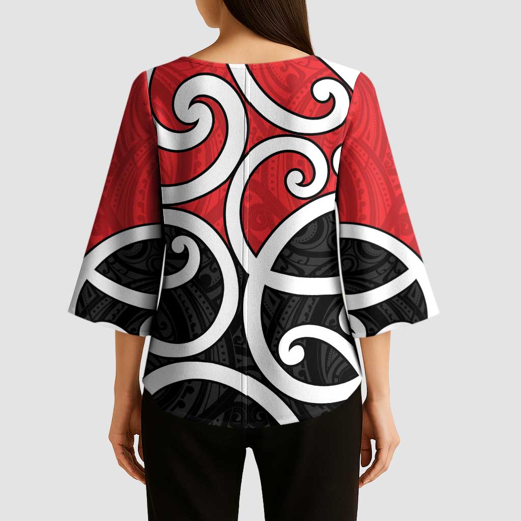 New Zealand Kimono Sleeve Blouse Maori Koru Tino Rangatiratanga Color - Aussie Hoodie
