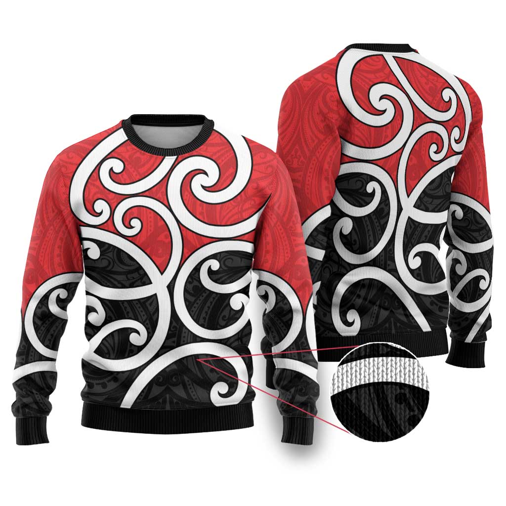 New Zealand Ugly Christmas Sweater Maori Koru Tino Rangatiratanga Color - Aussie Hoodie