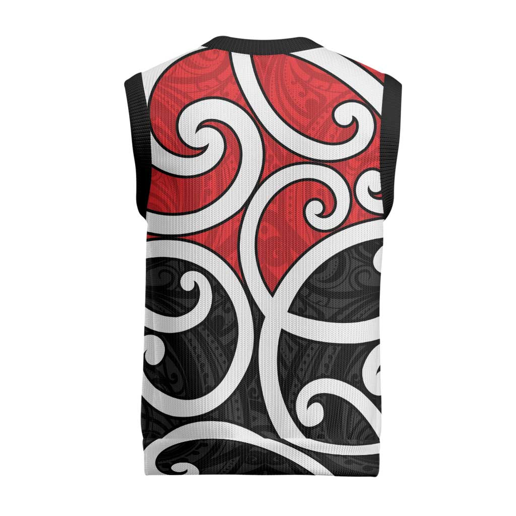 New Zealand Christmas Knitted V-Neck Vest Maori Koru Tino Rangatiratanga Color - Aussie Hoodie