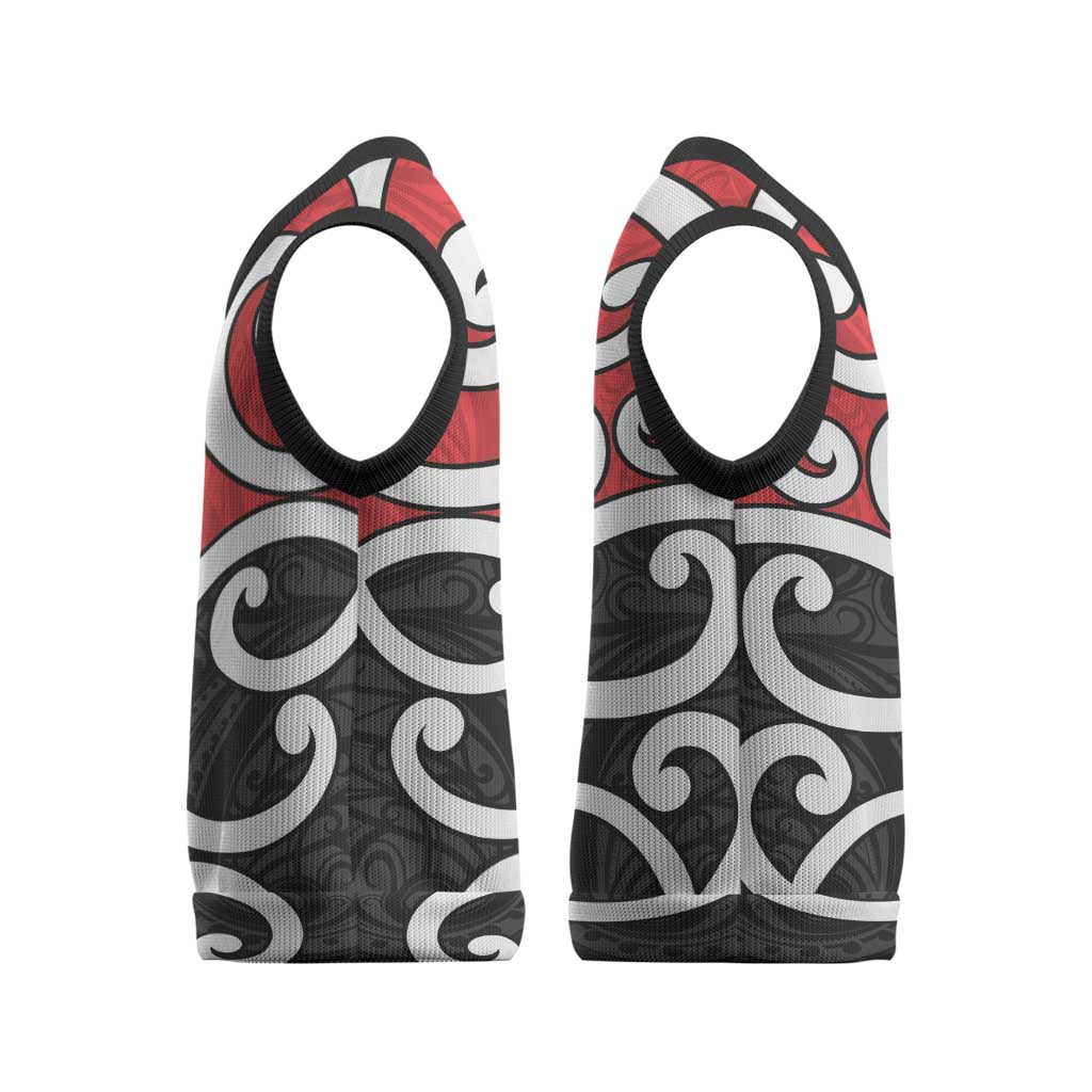 New Zealand Christmas Knitted V-Neck Vest Maori Koru Tino Rangatiratanga Color - Aussie Hoodie