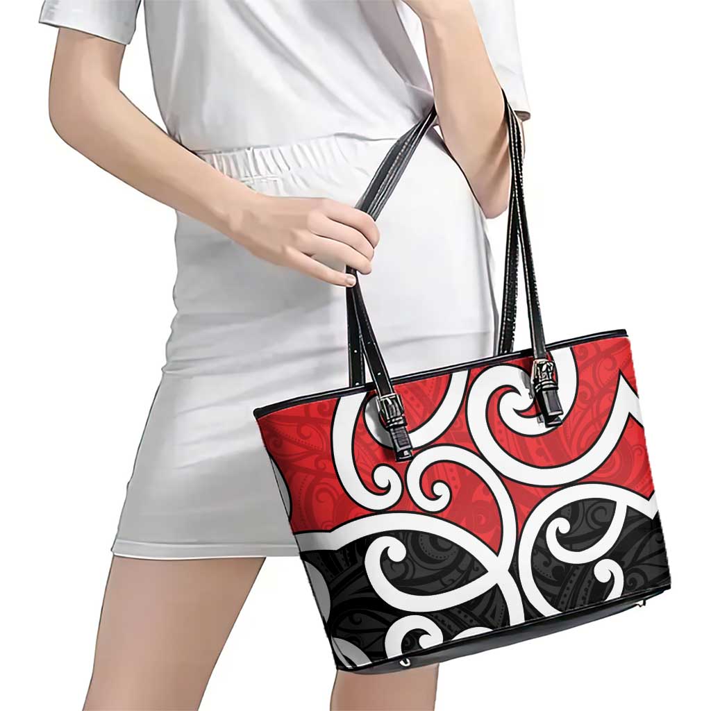 New Zealand Leather Tote Bag Maori Koru Tino Rangatiratanga Color - Aussie Hoodie