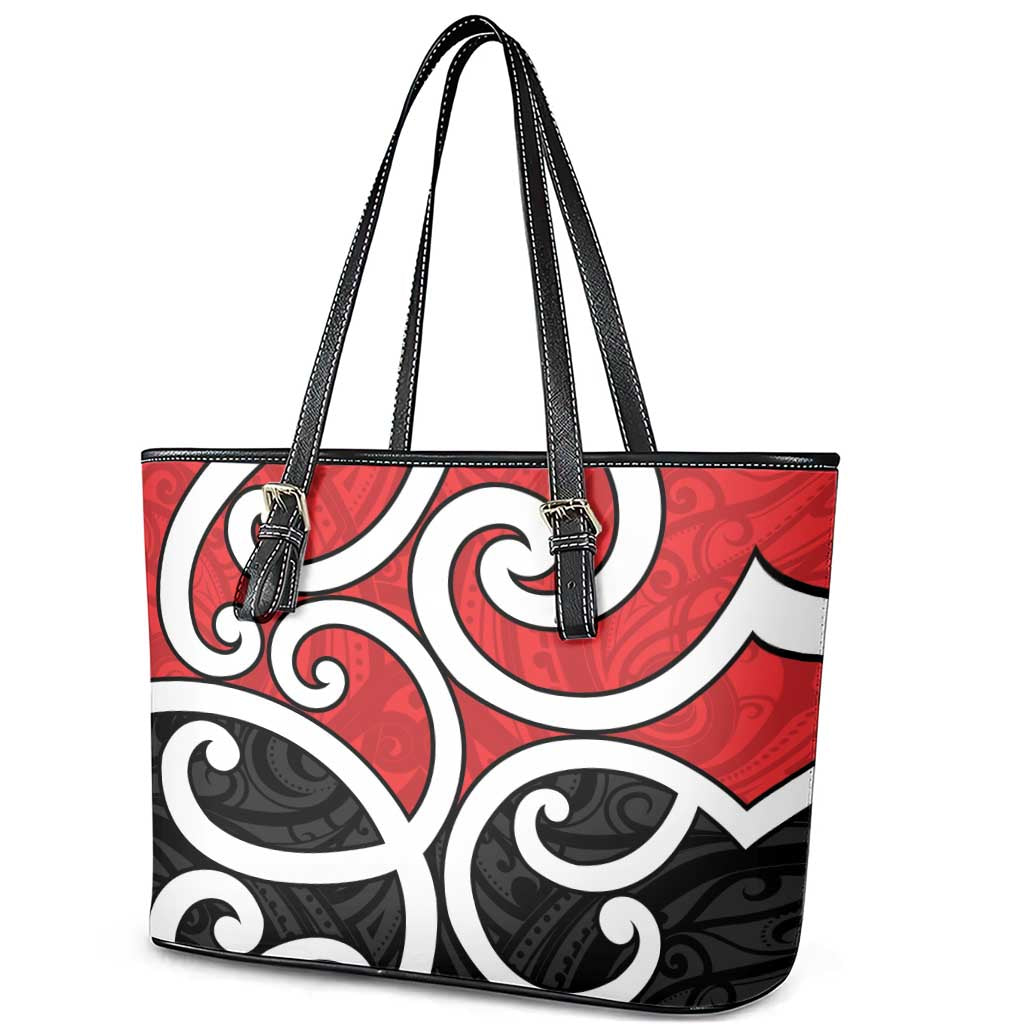 New Zealand Leather Tote Bag Maori Koru Tino Rangatiratanga Color - Aussie Hoodie