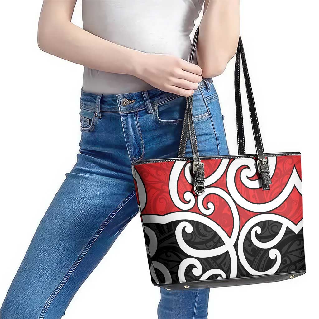 New Zealand Leather Tote Bag Maori Koru Tino Rangatiratanga Color - Aussie Hoodie