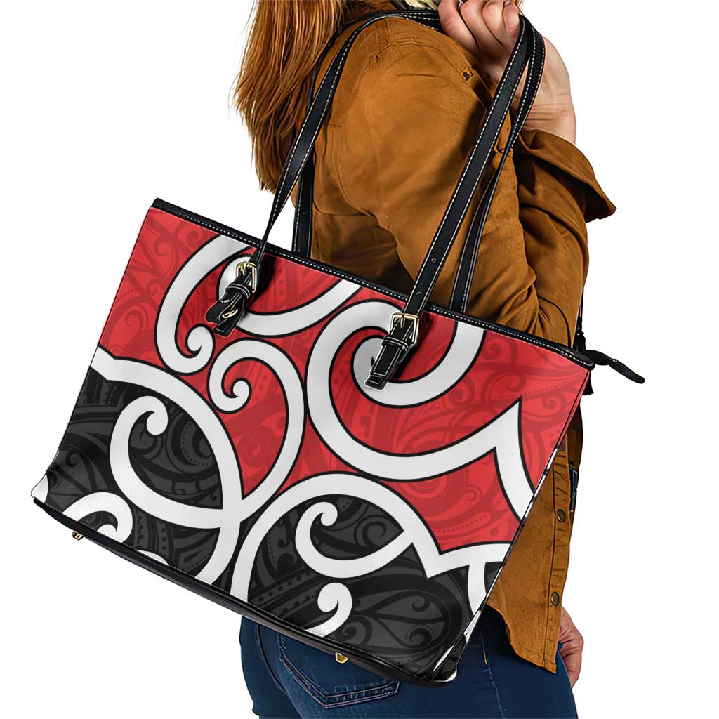 New Zealand Leather Tote Bag Maori Koru Tino Rangatiratanga Color - Aussie Hoodie