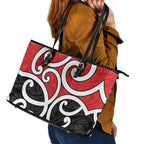 New Zealand Leather Tote Bag Maori Koru Tino Rangatiratanga Color - Aussie Hoodie