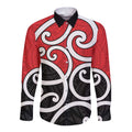 New Zealand Long Sleeve Button Shirt Maori Koru Tino Rangatiratanga Color - Aussie Hoodie